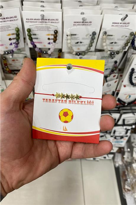 Sarı Kırmızı Hematit Doğal Taş Yıldız Kesim Taraftar Bilekliği