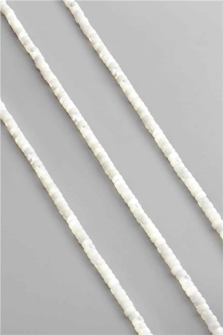 Sedef Taşı Rondela Kesim Parlak Beyaz 4x2mm Doğal Taş Dizi [AA]