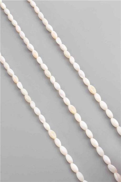 Sedef Taşı Arpa Kesim Beyaz 4x8mm Doğal Taş Dizi