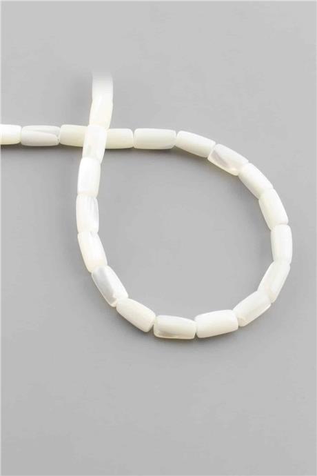 Sedef Taşı Silindir Kesim Parlak Beyaz 6x10mm Doğal Taş Dizi [AA]