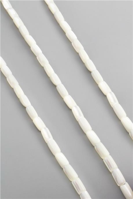 Sedef Taşı Silindir Kesim Parlak Beyaz 6x10mm Doğal Taş Dizi [AA]