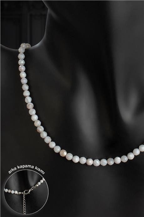 Sedef Doğal Taş Faset Küre Kesim 4mm Kolye