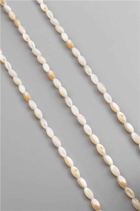 Sedef Taşı Arpa Kesim Beyaz 4x8mm Doğal Taş Dizi