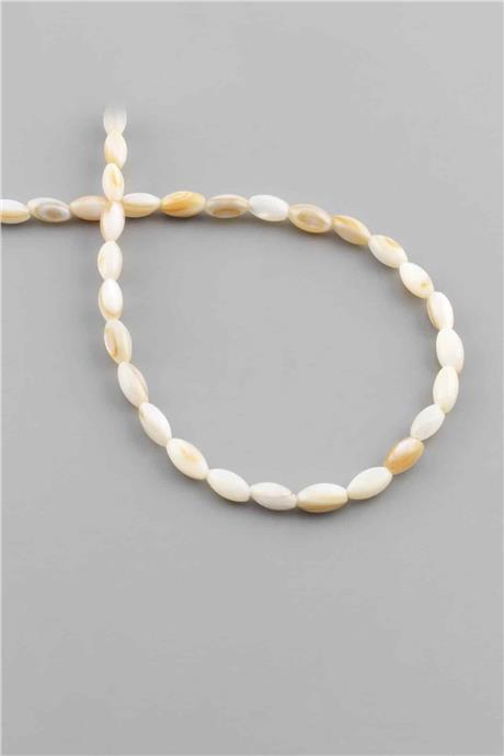 Sedef Taşı Arpa Kesim Beyaz 4x8mm Doğal Taş Dizi