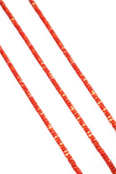 Sedef Taşı Rondela Kesim Parlak Kırmızı 4x2mm Doğal Taş Dizi [AA]