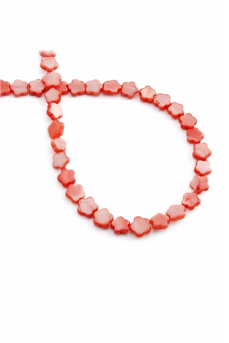 Sedef Taşı Çiçek Kesim Parlak Açık Kırmızı 6x3mm Doğal Taş Dizi [AA]