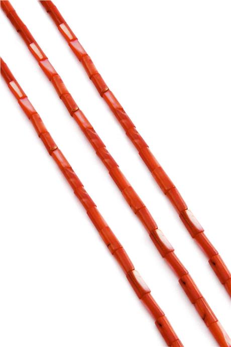 Sedef Taşı Silindir Kesim Parlak Açık Kırmızı 4x8mm Doğal Taş Dizi [AB+]