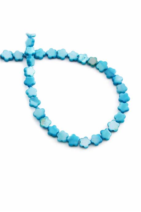 Sedef Taşı Çiçek Kesim Parlak Açık Mavi 6x3mm Doğal Taş Dizi [AB+]