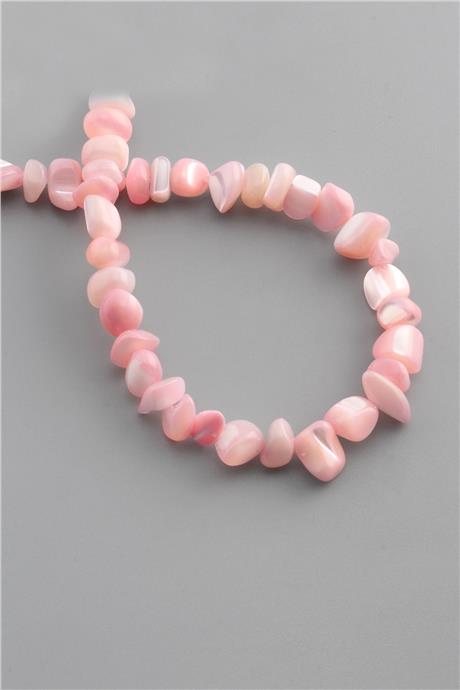 Sedef Doğal Taş Parlak Açık Pembe Amorf Kesim 8x5mm Dizi [AA]