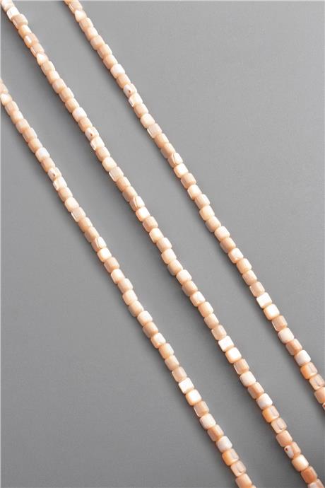 Sedef Taşı Dore Kesim Parlak Açık Pembe 3x3mm Doğal Taş Dizi [AB+]