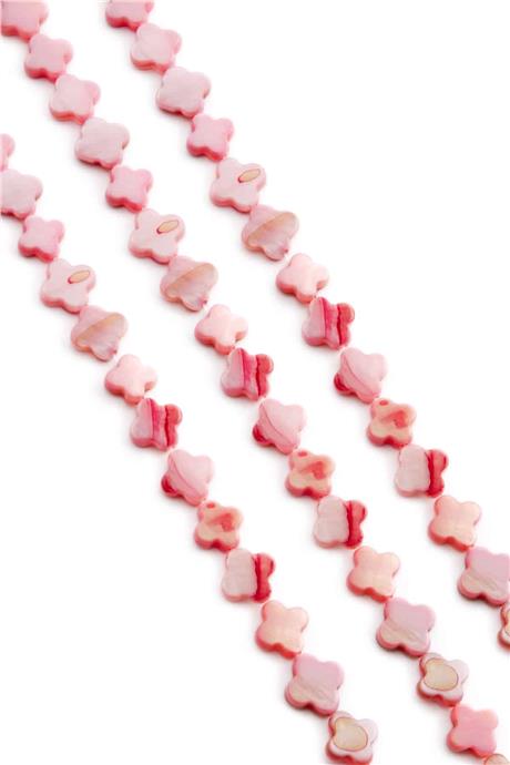 Sedef Taşı Yonca Kesim Parlak Pembe 9x3mm Doğal Taş Dizi [AA]