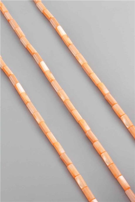Sedef Taşı Silindir Kesim Parlak Açık Turuncu 4x8mm Doğal Taş Dizi [AA]