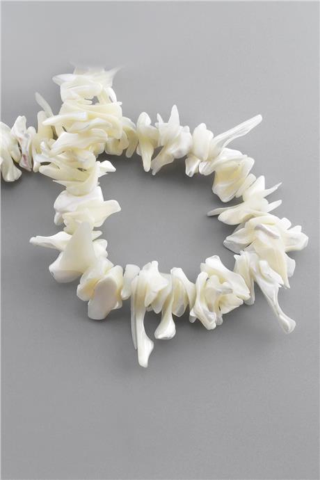 Sedef Taşı Parlak Beyaz Amorf Kesim 30x5mm Dizi [AA]