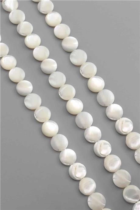 Sedef Taşı Parlak Beyaz Daire Kesim 10X3mm Dizi [AA]