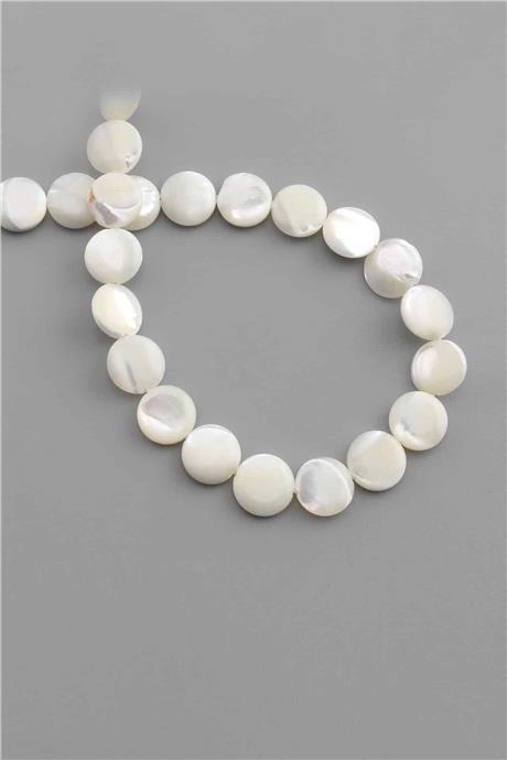 Sedef Taşı Parlak Beyaz Daire Kesim 10X3mm Dizi [AA]