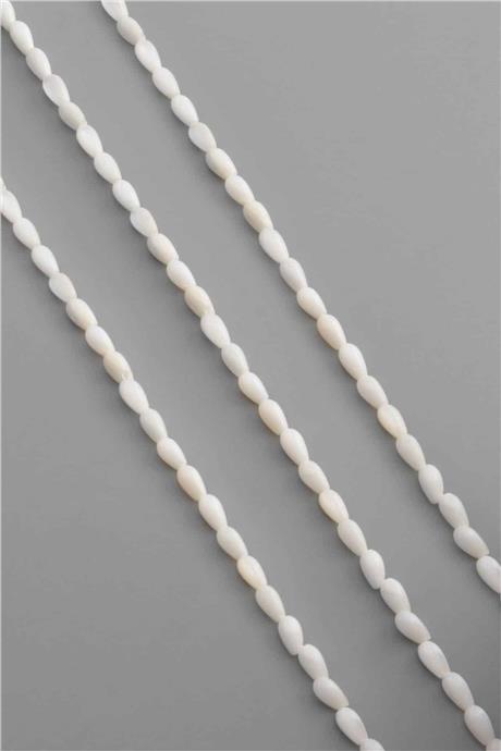Sedef Taşı Damla Kesim Parlak Beyaz 4x6mm Doğal Taş Dizi [AA]