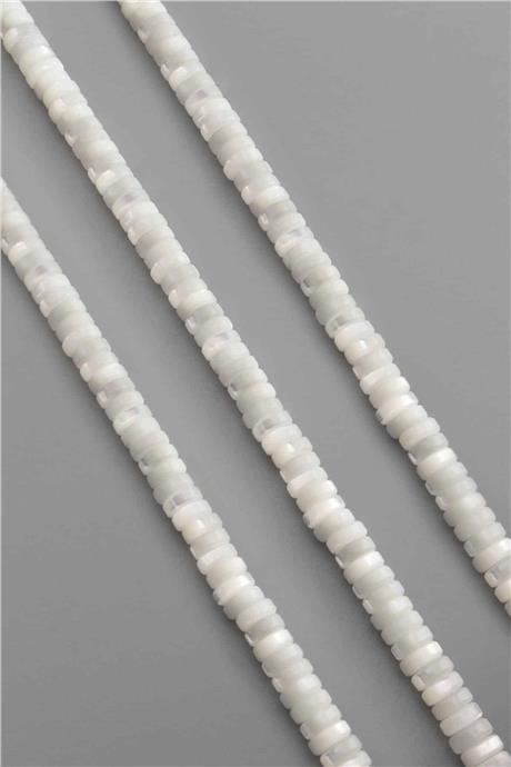Sedef Taşı Dore Kesim Parlak Beyaz 6x2mm Doğal Taş Dizi [AA]