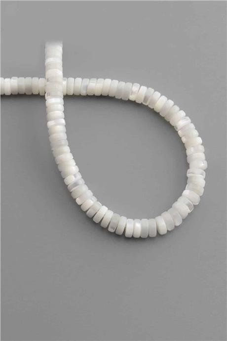 Sedef Taşı Dore Kesim Parlak Beyaz 6x2mm Doğal Taş Dizi [AA]