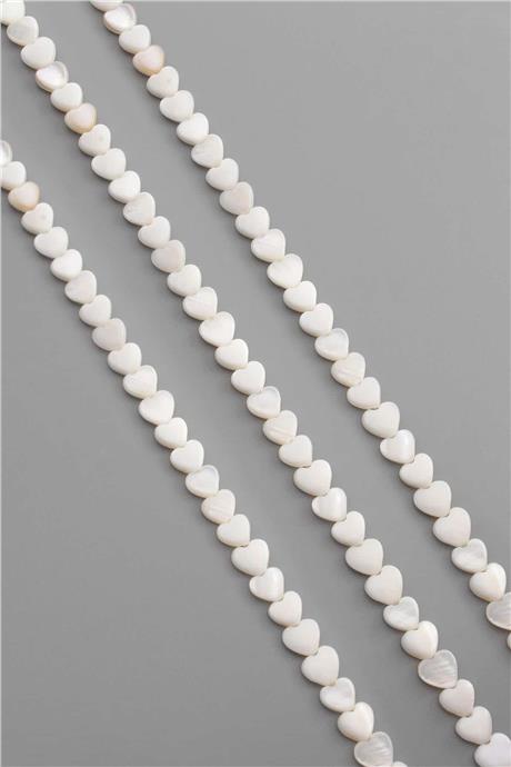 Sedef Taşı Kalp Kesim Parlak Beyaz 6x3mm Doğal Taş Dizi [AA]