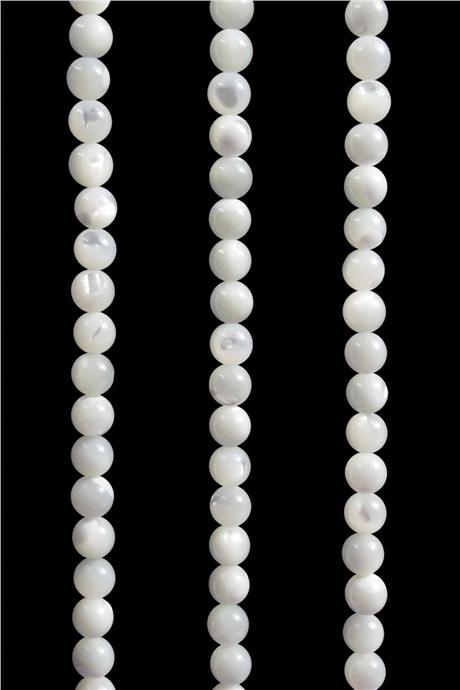 Sedef Taşı Küre Kesim Parlak Beyaz 6mm Doğal Taş Dizi [AA]