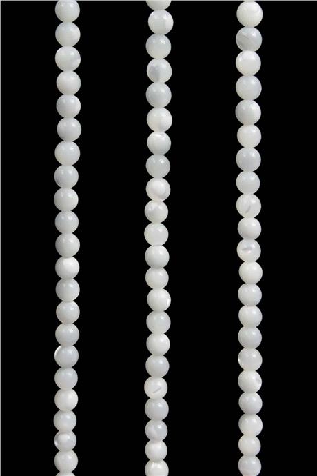 Sedef Taşı Küre Kesim Parlak Beyaz 5mm Doğal Taş Dizi [AA]