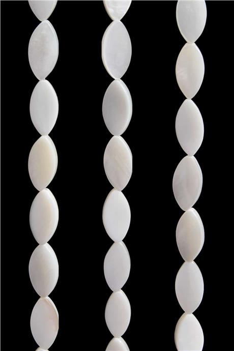 Sedef Taşı Göz Kesim Parlak Beyaz 7x4mm Doğal Taş Dizi [AB+]