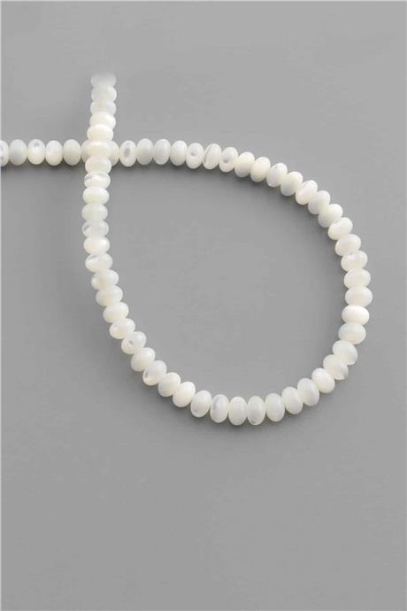 Sedef Taşı Rondela Kesim Parlak Beyaz 6x4mm Doğal Taş Dizi [AA]