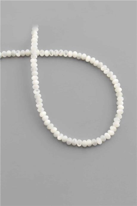 Sedef Taşı Rondela Kesim Parlak Beyaz 4x3mm Doğal Taş Dizi [AA]