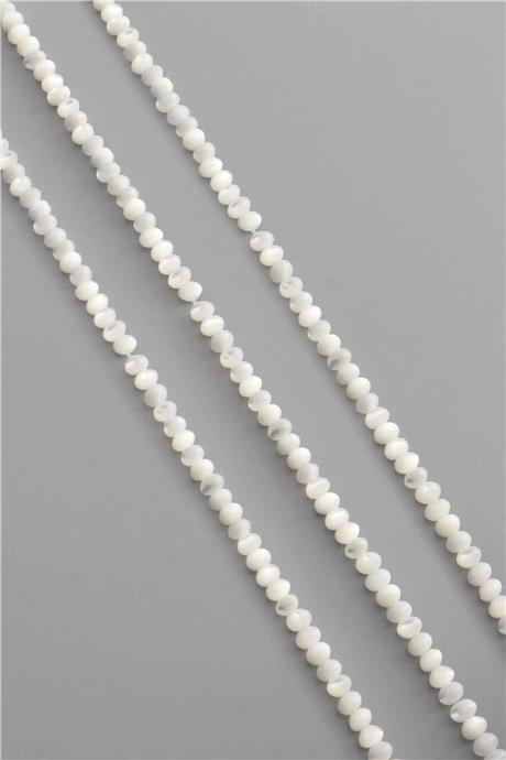 Sedef Taşı Rondela Kesim Parlak Beyaz 4x3mm Doğal Taş Dizi [AA]