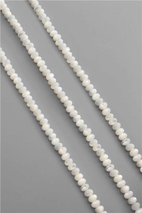 Sedef Taşı Rondela Kesim Parlak Beyaz 6x4mm Doğal Taş Dizi [AA]