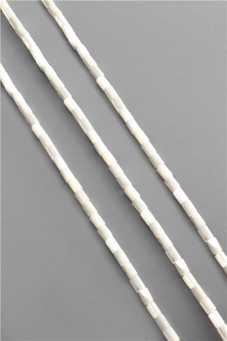 Sedef Doğal Taş Parlak Beyaz Silindir Kesim 3x5mm Dizi [AA]