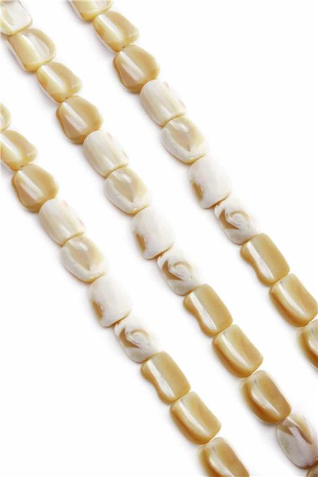 Sedef Doğal Taş Parlak Kahverengi Amorf Kesim 10x14mm Dizi [AA]