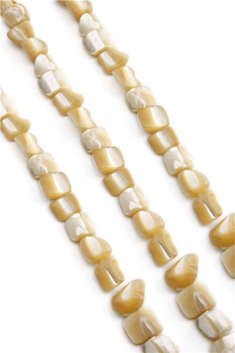 Sedef Taşı Parlak Kahverengi Amorf Kesim 8x9mm Dizi [AB+]