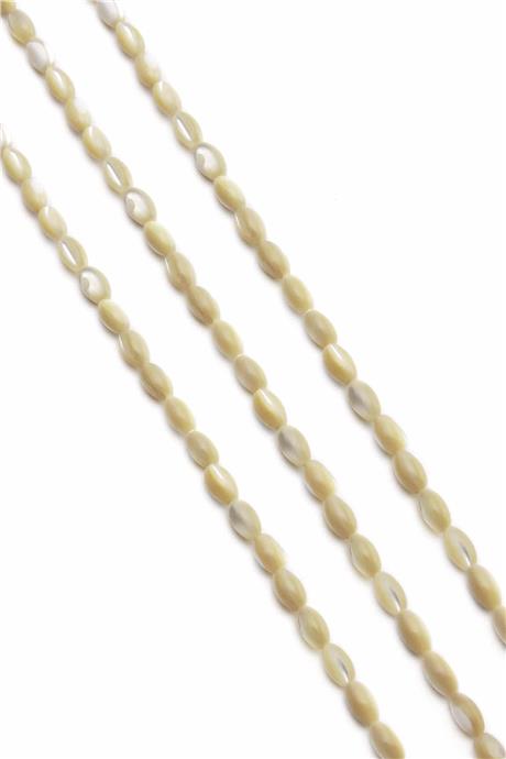 Sedef Taşı Arpa Kesim Parlak Kahverengi 4x7mm Doğal Taş Dizi [AA]