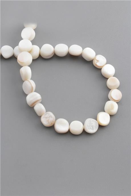 Sedef Taşı Parlak Kırık Beyaz Amorf Kesim 8mm Dizi [AB+]