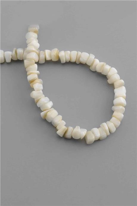 Sedef Doğal Taş Parlak Kırık Beyaz Amorf Kesim 6x4mm Dizi [AA]