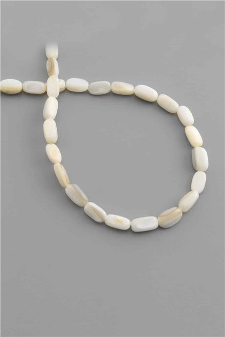 Sedef Doğal Taş Parlak Kırık Beyaz Amorf Kesim 5x9mm Dizi [AA]