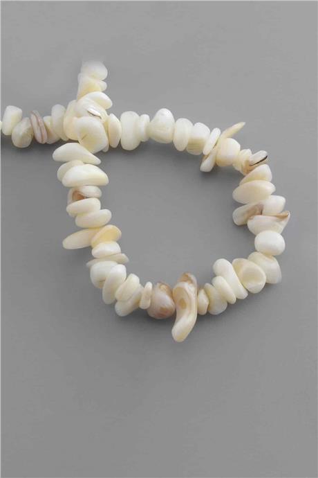 Sedef Doğal Taş Parlak Kırık Beyaz Amorf Kesim 8x4mm Dizi [AA]