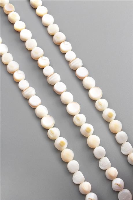 Sedef Taşı Parlak Kırık Beyaz Amorf Kesim 8mm Dizi [AB+]