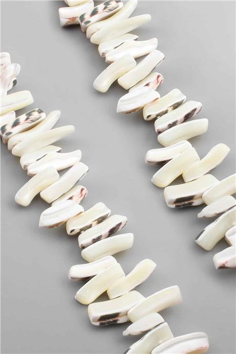 Sedef Taşı Parlak Kırık Beyaz Amorf Kesim 26x7mm Dizi [AB+]