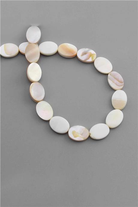Sedef Taşı Oval Kesim Parlak Beyaz 9x4mm Doğal Taş Dizi [AA]