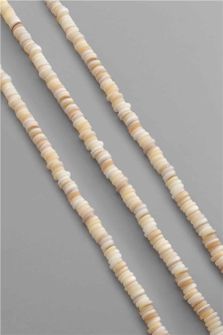 Sedef Taşı Rondela Kesim Parlak Beyaz 6x2mm Doğal Taş Dizi [AB+]