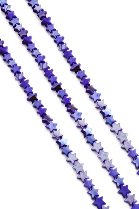 Sedef Taşı Yıldız Kesim Parlak Koyu Mavi 7x3mm Doğal Taş Dizi [AA]