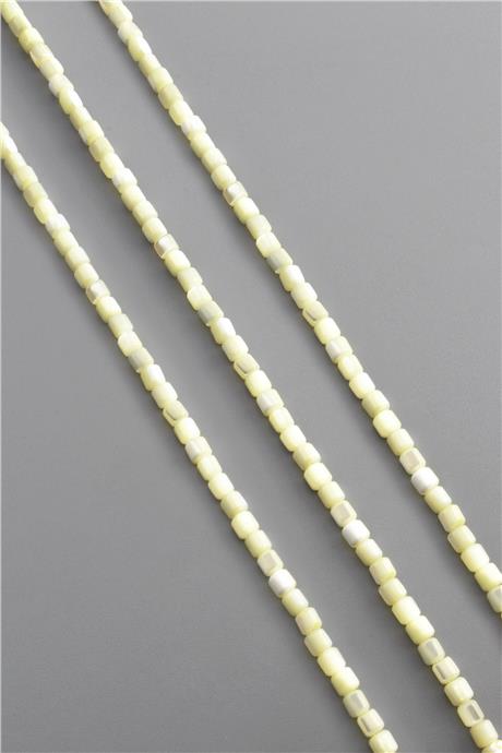 Sedef Taşı Dore Kesim Parlak Krem 3x3mm Doğal Taş Dizi [AB+]