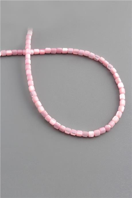 Sedef Taşı Dore Kesim Parlak Pembe 3x3mm Doğal Taş Dizi [AA]