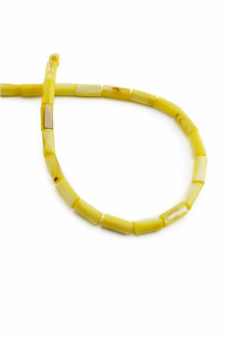 Sedef Taşı Silindir Kesim Parlak Sarı 4x8mm Doğal Taş Dizi [AA]