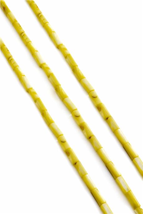 Sedef Taşı Silindir Kesim Parlak Sarı 4x8mm Doğal Taş Dizi [AA]
