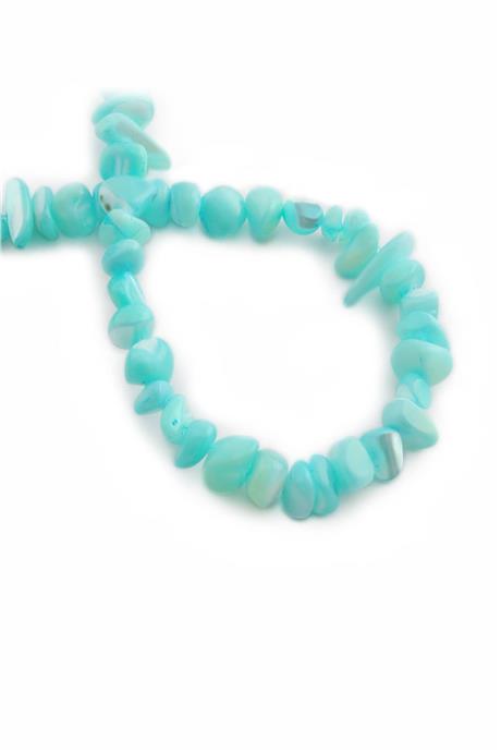 Sedef Doğal Taş Parlak Su Mavisi Amorf Kesim 8x5mm Dizi [AA]