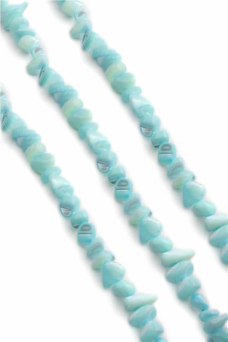 Sedef Doğal Taş Parlak Su Mavisi Amorf Kesim 8x5mm Dizi [AA]