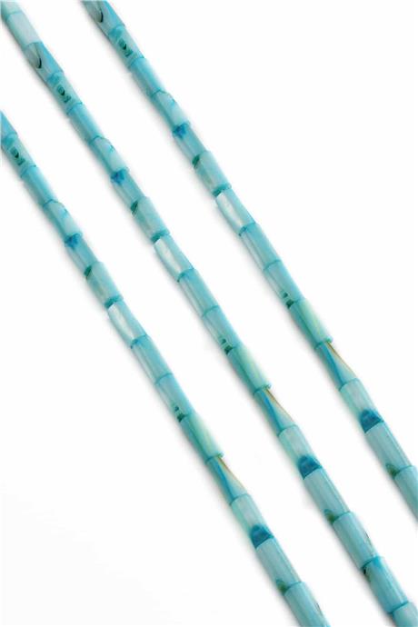 Sedef Taşı Silindir Kesim Parlak Mavi 4x8mm Doğal Taş Dizi [AA]